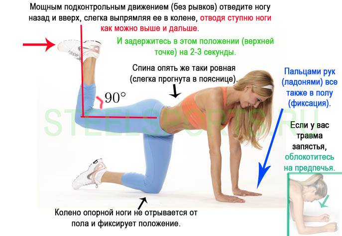 Упражнение отведение ноги в сторону в положении стоя на коленях