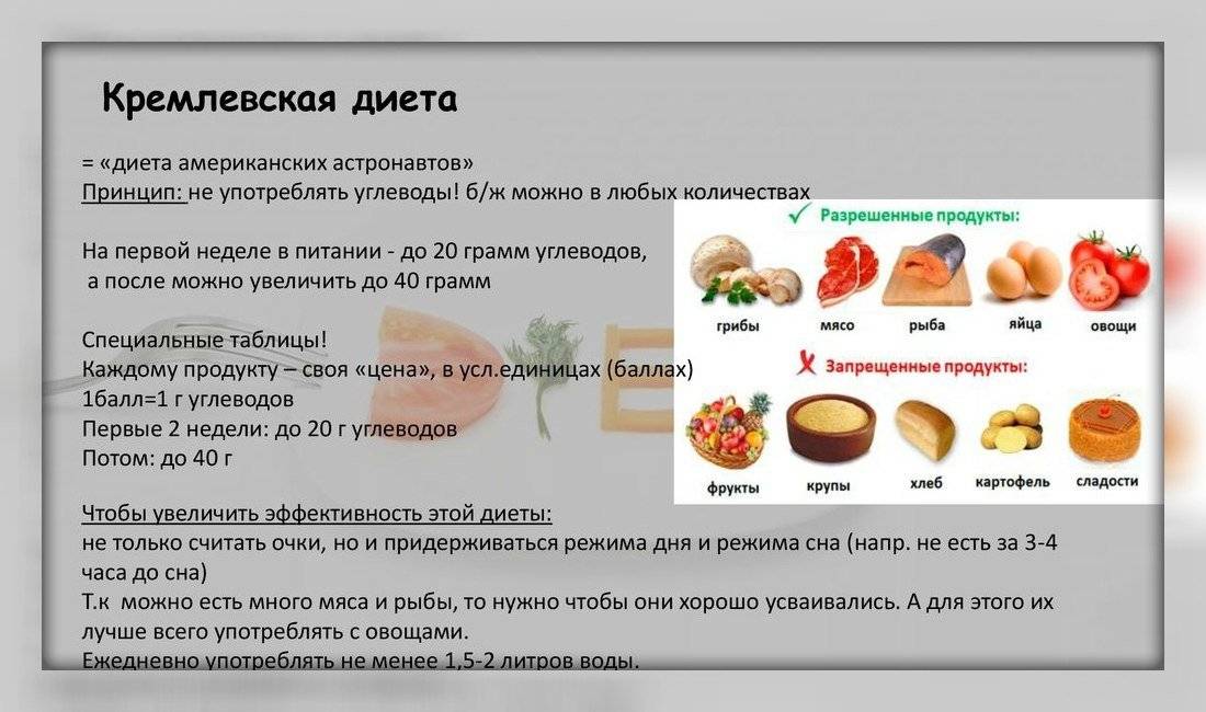Кремлёвская диета таблица, этапы, меню, отзывы