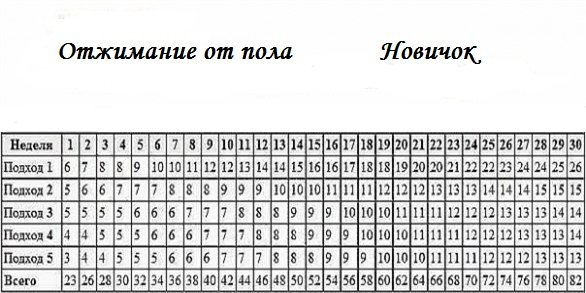 Схема отжимания от пола для роста мышц