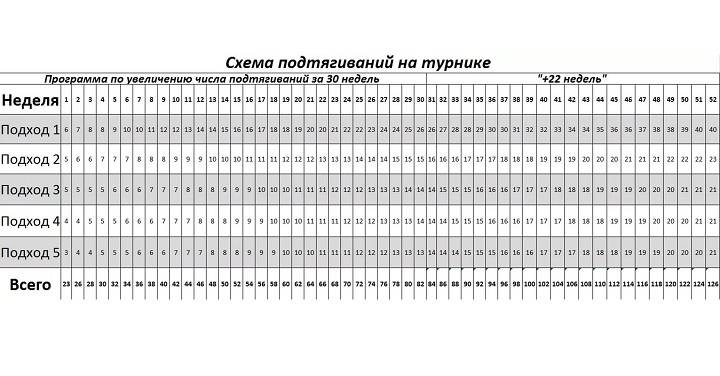 План занятий на турнике