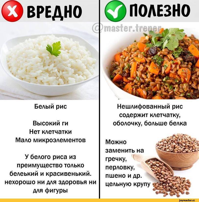 Рис. польза и вред для организма в зависимости от сорта