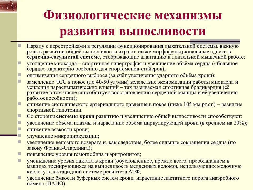 Физиологические механизмы. Физиологические механизмы развития выносливости. Физиологические основы развития общей выносливости. Морфофункциональные изменения это. Механизмы обеспечивающие развитие выносливости.