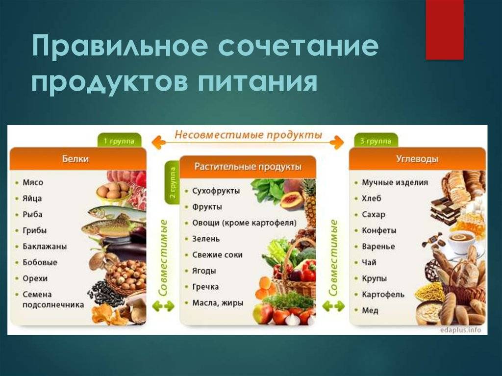 Таблица совместимости продуктов при правильном питании