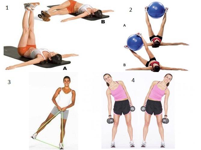 Разминка для спины перед тренировкой: наклоны туловища вперед, назад, влево, вправо; упражнение "ножницы" руками