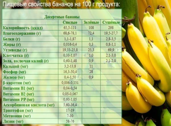 Питательная ценность, вред и польза бананов для организма