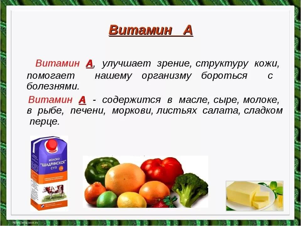В каких продуктах содержится витамин a
