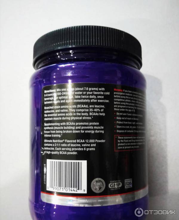 BCAA Powder 12000 Ultimate Nutrition: способ применения, плюсы и минусы продукта